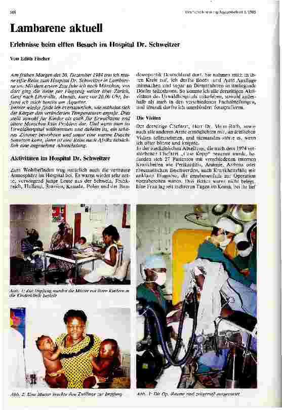 Vorschauseite 1: Lambarene aktuell - Erlebnisse beim 11. Besuch im Hospital Dr. Schweitzer