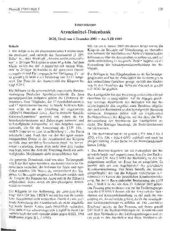 Vorschauseite 1: Arzneimittel-Datenbank. Entscheidungen