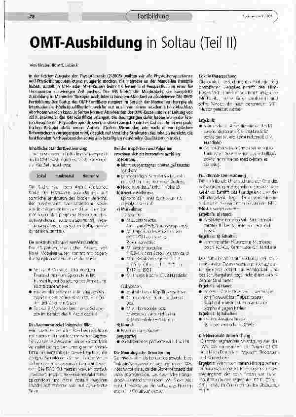 Vorschauseite 1: OMT-Ausbildung in Soltau (Teil II)