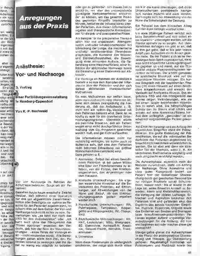 Vorschauseite 1: Anästhesie - Vorund Nachsorge 3. Vortrag: Fortbildungsveranstaltung Hamburg-Eppendorf