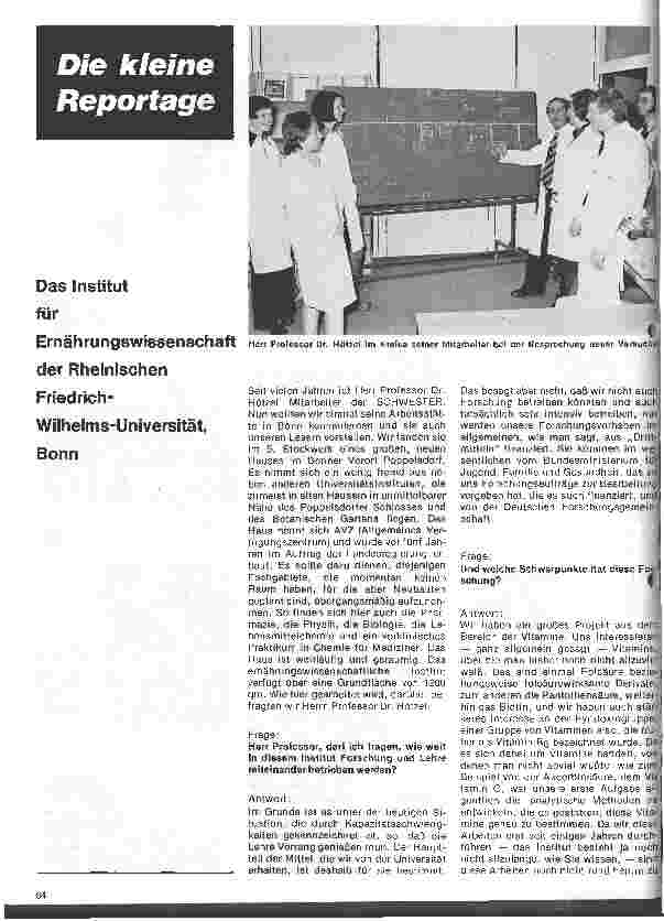 Vorschauseite 1: Das Institut für Ernährungswissenschaft der Rheinischen Friedrich- Wilhelms-Universität Bonn