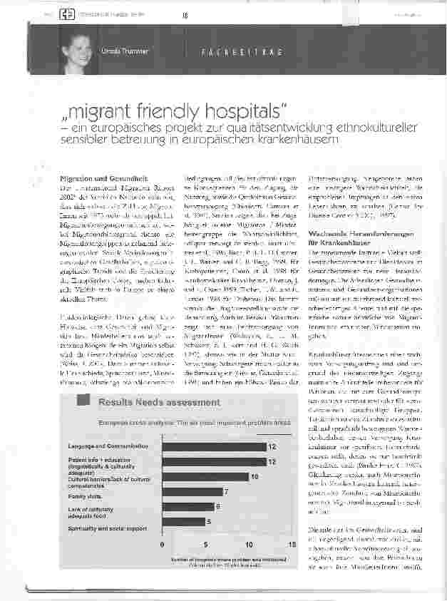 Vorschauseite 1: migrant friendly hospitalsein europäisches projekt zur qualitätsentwicklung ethnokultureller sensibler Betreuung in europäischen krankenhäusern