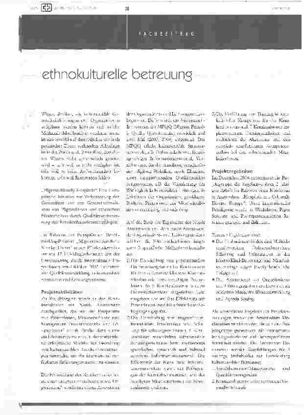 Vorschauseite 3: migrant friendly hospitalsein europäisches projekt zur qualitätsentwicklung ethnokultureller sensibler Betreuung in europäischen krankenhäusern
