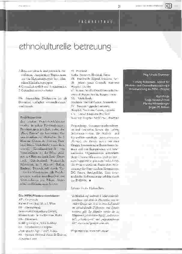 Vorschauseite 4: migrant friendly hospitalsein europäisches projekt zur qualitätsentwicklung ethnokultureller sensibler Betreuung in europäischen krankenhäusern