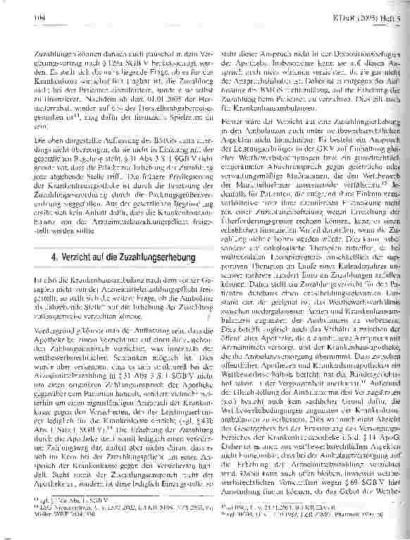 Vorschauseite 4: Die Pflicht zur Erhebung von Arzneimittelzuzahlungen durchKrankenhausambulanzen