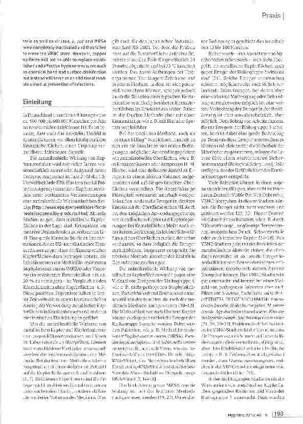 Vorschauseite 2: Inaktivierung von Bakterien und Viren durch metallische Kupferflächen