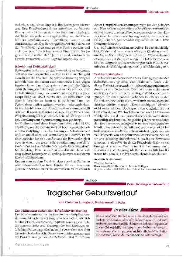 Vorschauseite 1: Tragischer Geburtsverlauf