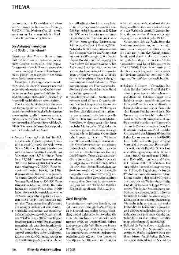 Vorschauseite 2: Impact Investing und Venture Philanthropy
