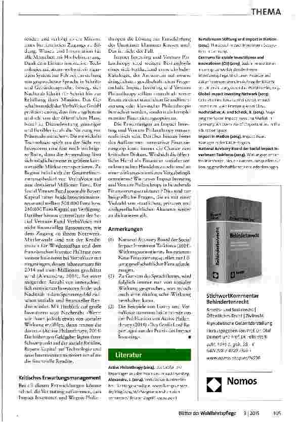 Vorschauseite 3: Impact Investing und Venture Philanthropy