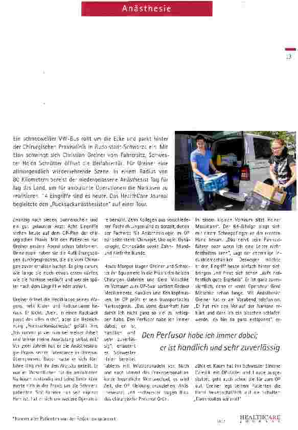 Vorschauseite 2: Die Anästhesie im Rucksack: Wir haben die gleichen Qualitäts Standards wie in der Klinik
