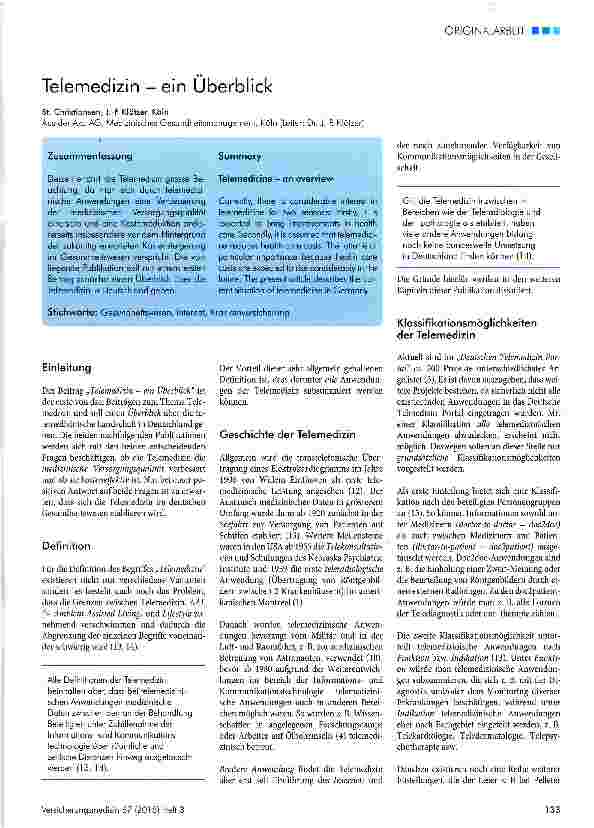 Vorschauseite 1: Telemedizin - ein Überblick
