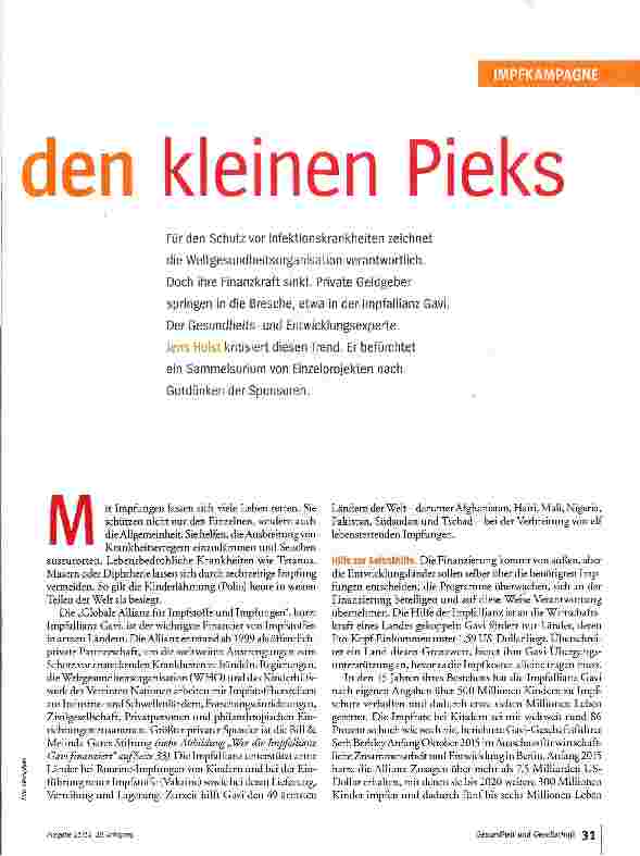 Vorschauseite 2: Große Spender für den kleinen Pieks