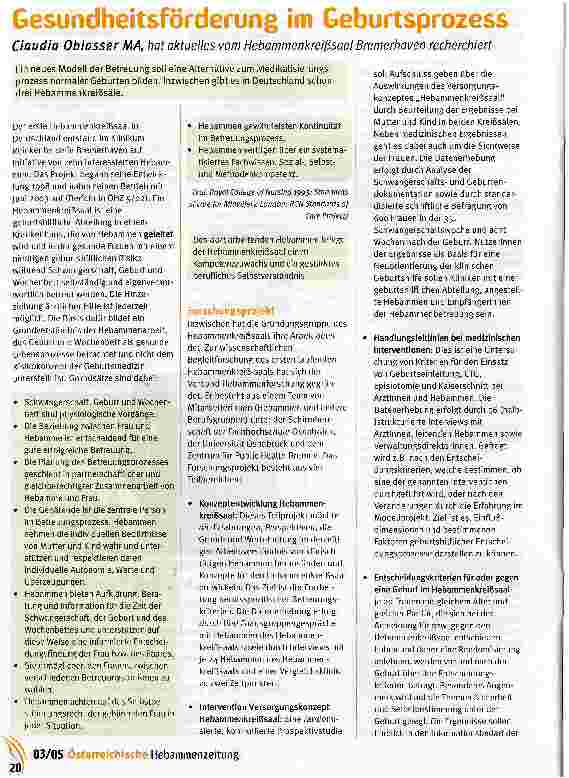 Vorschauseite 1: Gesundheitsförderung im Geburtsprozess