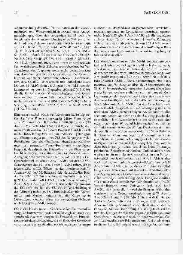 Vorschauseite 3: Keine Kostenübernahme eines nicht zugelassenen Arzneimittels in der Bundesrepublik Deutschland trotz Zulassung in anderem MitgliedstaatBundessozialgericht, Urteil vom 18. Mai 2004…