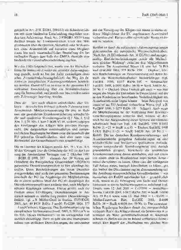 Vorschauseite 5: Keine Kostenübernahme eines nicht zugelassenen Arzneimittels in der Bundesrepublik Deutschland trotz Zulassung in anderem MitgliedstaatBundessozialgericht, Urteil vom 18. Mai 2004…