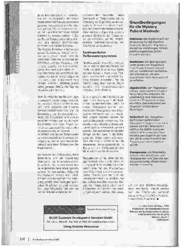 Vorschauseite 3: Der Mystery Patient. Werkzeug zur Evaluation und Optimierung der Dienstleistungsqualität