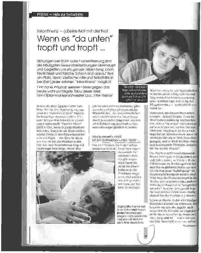 Vorschauseite 1: Inkontinenz - (d)eine Not mit der Not Wenn es da unten tropft und tropft Teil 1