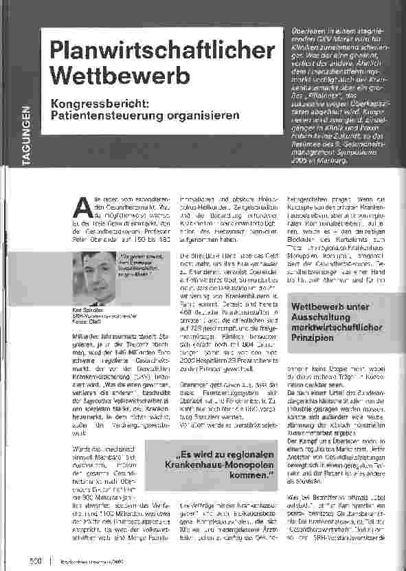 Vorschauseite 1: Planwirtschaftlicher WettbewerbKongressbericht: Patientensteuerung organisieren