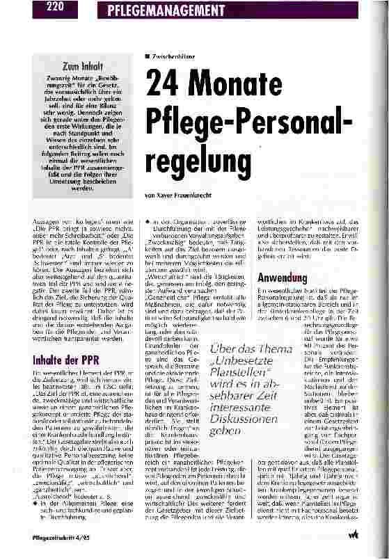 Vorschauseite 1: 24 Monate Pflege-Personalregelung Zwischenbilanz