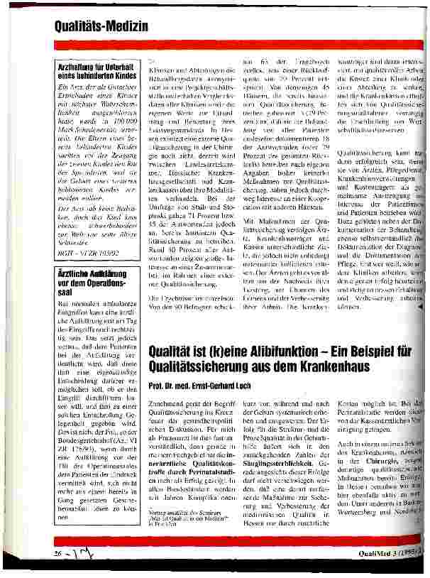 Vorschauseite 1: Qualität ist (k)eine Alibifunktion - Ein Beispiel für Qualitätssicherung aus dem Krankenhaus