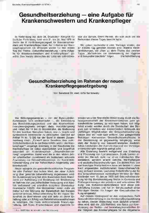 Vorschauseite 1: Gesundheitserziehung im Rahmen der neuen Krankenpflegegesetzgebung