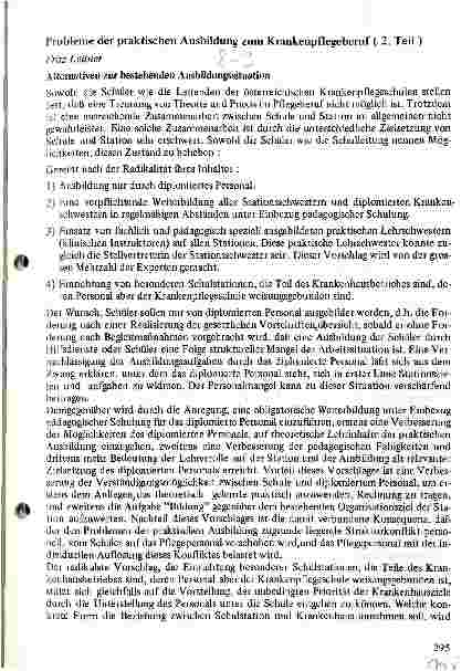 Vorschauseite 1: Probleme der praktischen Ausbildung zum Krankenpflegeberuf 2. Teil