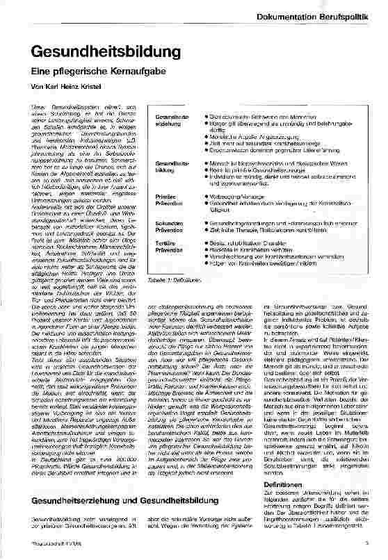 Vorschauseite 1: Gesundheitsbildung Eine pflegerische Kernaufgabe