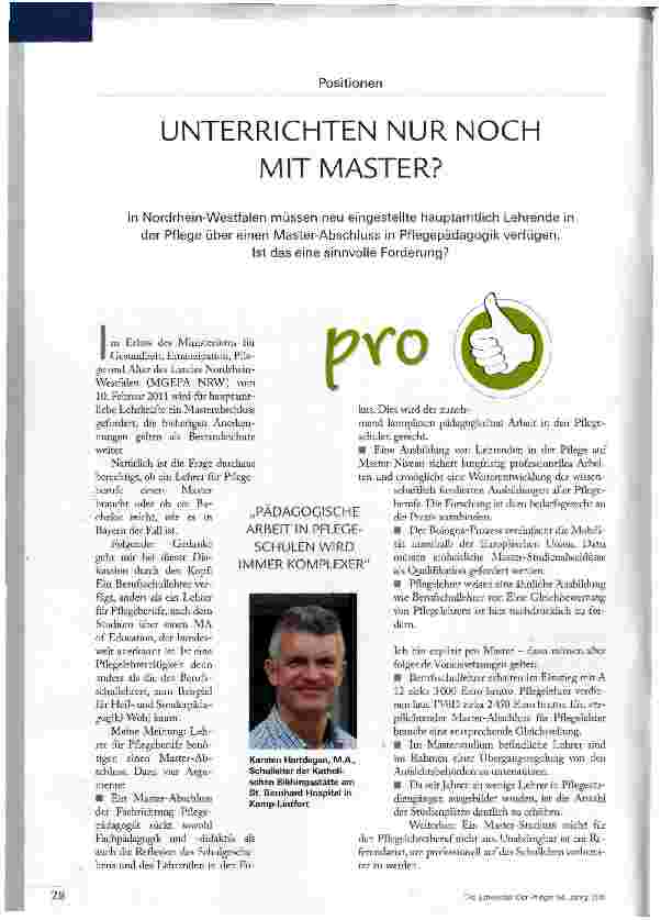 Vorschauseite 1: Positionen UNTERRICHTEN NUR NOCH MIT MASTER?