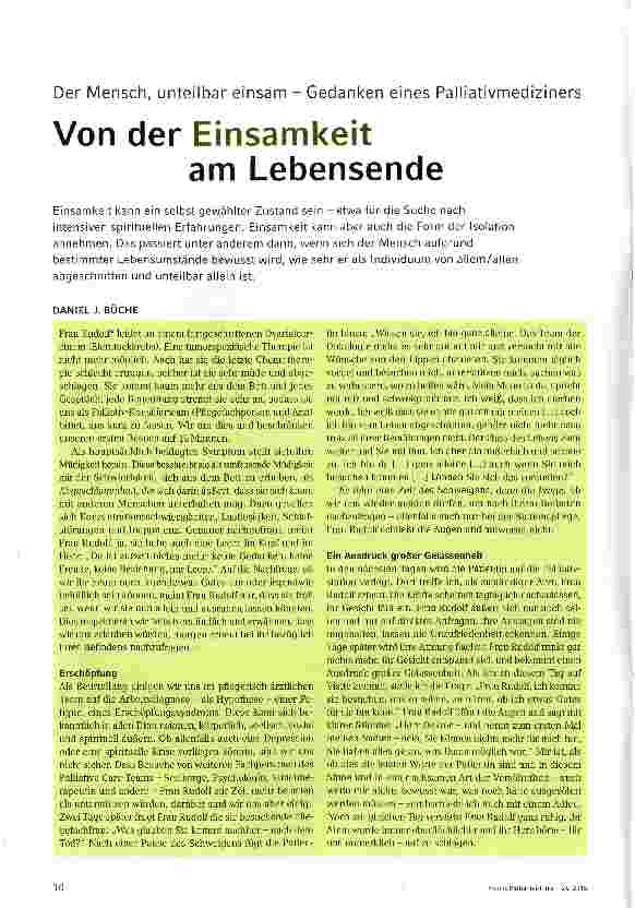 Vorschauseite 1: Von der Einsamkeit am Lebensende