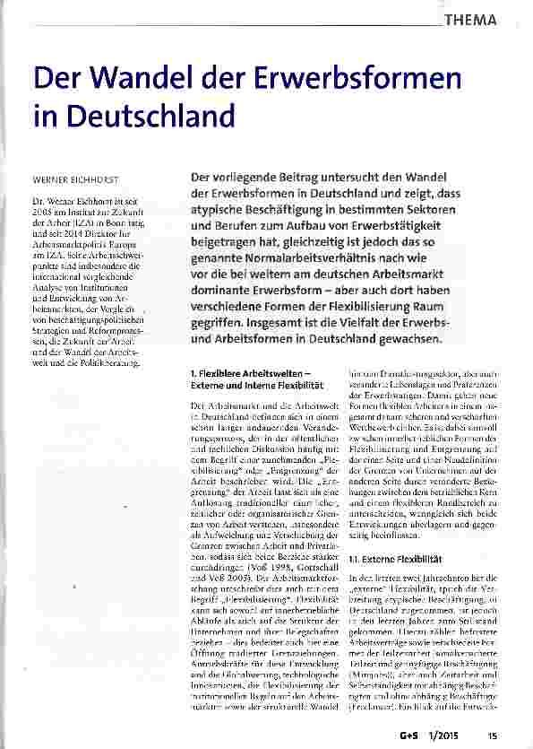 Vorschauseite 1: Der Wandel der Erwerbsformen in Deutschland
