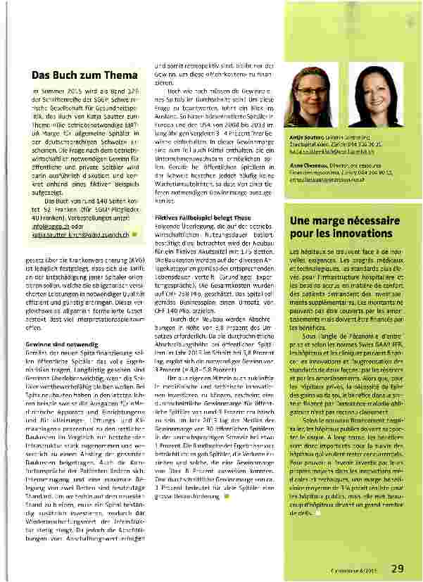 Vorschauseite 2: Innovation im Spital - Wie soll das finanziert werden?
