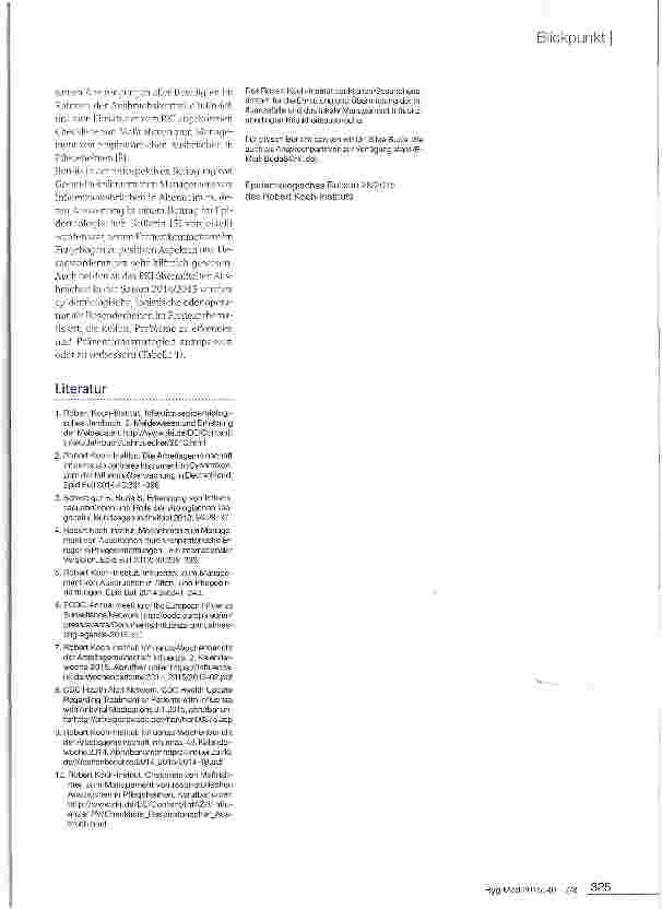 Vorschauseite 5: Influenzameldungen gemäß IfSG in der Saison 2014/2015 unter besonderer Berücksichtigung von Ausbruchsgeschehen in Altenheimen/Pflegeeinrichtungen