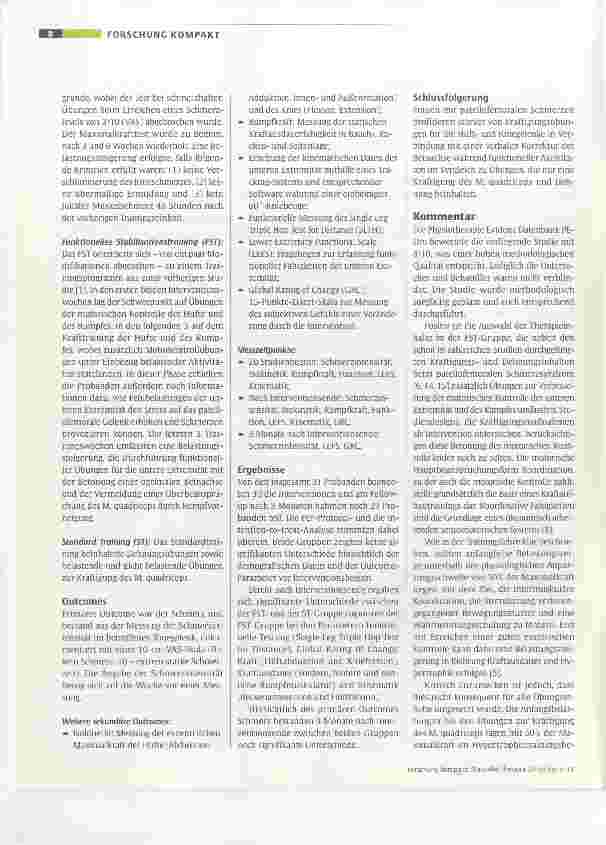 Vorschauseite 2: Einfluss eines funktionellen Stabilisationstrainings auf Schmerz, Funktion und Biomechanik der unteren Extremität bei Frauen mit patellofemoralen Schmerzen: Randomisierte klinisch…