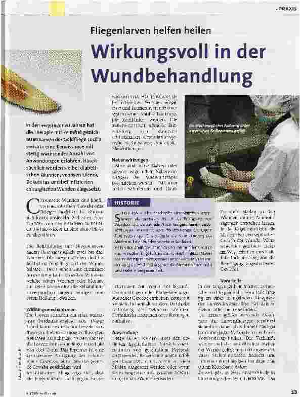 Vorschauseite 1: Wirkungsvoll in der WundbehandlungFliegenlarven helfen heilen