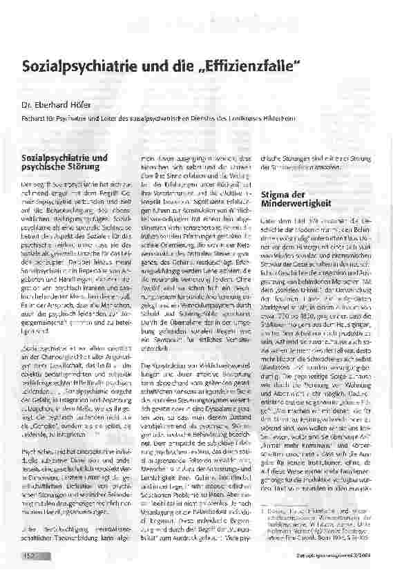 Vorschauseite 1: Sozialpsychiatrie und die Effizienzfalle