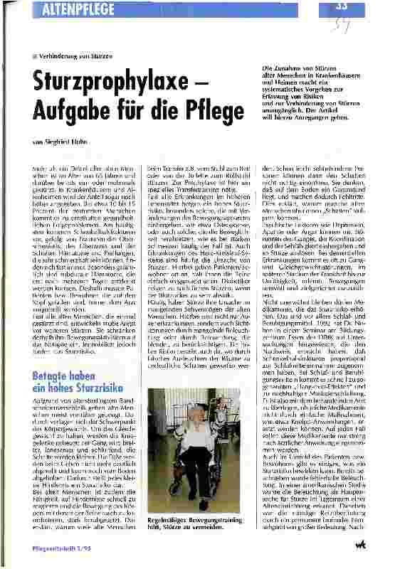 Vorschauseite 1: Sturzprophylaxe - Aufgabe für die Pflege