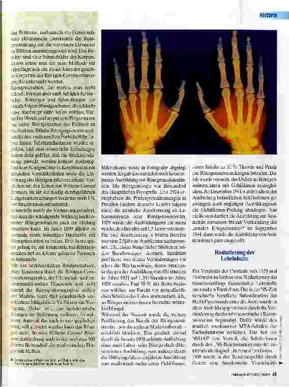 Vorschauseite 2: Berufsgeschichte der Röntgenassistenz So entdeckte vor genau 100 Jahren Wilhelm Conrad Röntgen die nach ihm benannten Strahlen