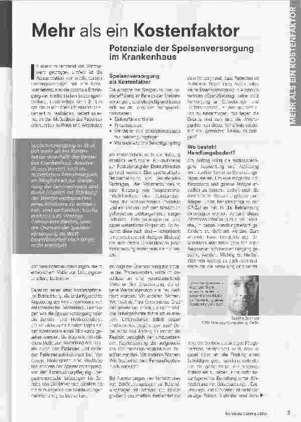 Vorschauseite 1: Mehr als ein KostenfaktorPotenziale der Speisenversorgung im Krankenhaus