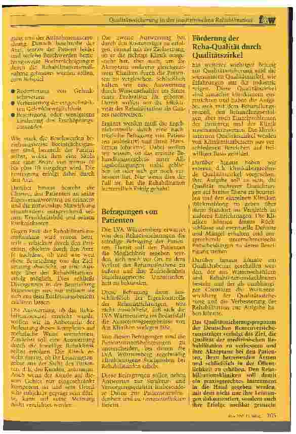 Vorschauseite 5: Qualitätssicherung in der medizinischen Rehabilitation aus der Sicht eines Rentenversicherungsträgers Mitteilungen des Bundesverbandes Deutscher Privatkrankenhausanstalten