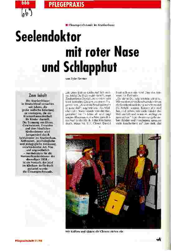 Vorschauseite 1: Seelendoktor mit roter Nase und Schlapphut Clownsprechstunde im Krankenhaus