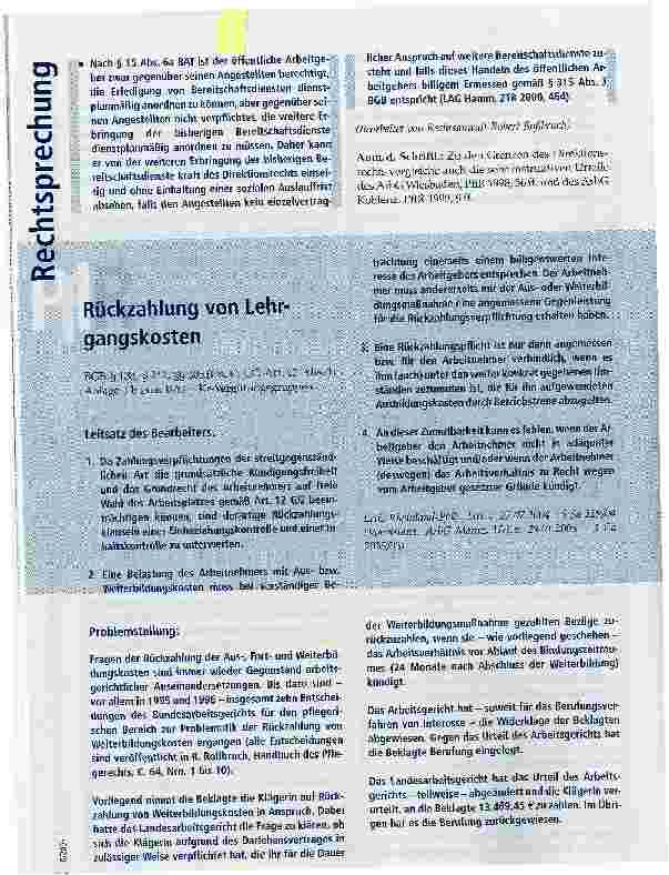 Vorschauseite 1: Rückzahlung von Lehrgangskosten