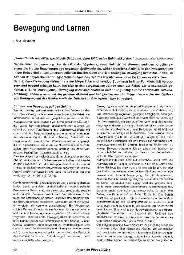 Vorschauseite 1: Bewegung und Lernen