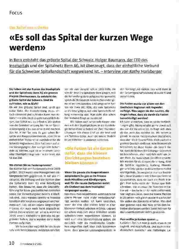 Vorschauseite 1: «Es soll das Spital der kurzen Wege werden»