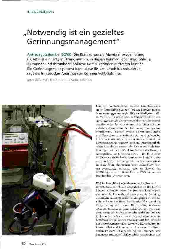 Vorschauseite 1: Notwendig ist ein gezieltes Gerinnungsmanagement