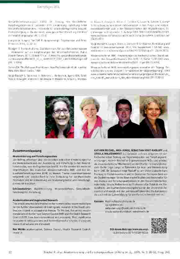 Vorschauseite 5: Bedeutung der Empfehlungen des Wissenschaftsund des Gesundheitsforschungsrates für die Ergotherapie