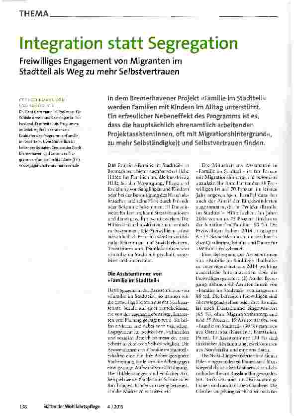 Vorschauseite 1: Integration statt Segregation