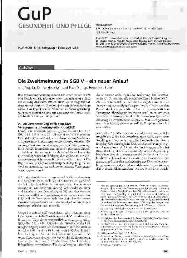 Vorschauseite 1: Die Zweitmeinung im SGB Vein neuer Anlauf