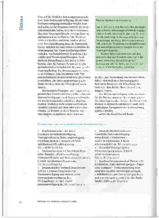 Vorschauseite 3: VORSORGE FÜR DEN NOTFALLPATIENTENVERFÜGUNG VORSORGEVOLLMACHT BETREUUNGSVERFÜGUNG