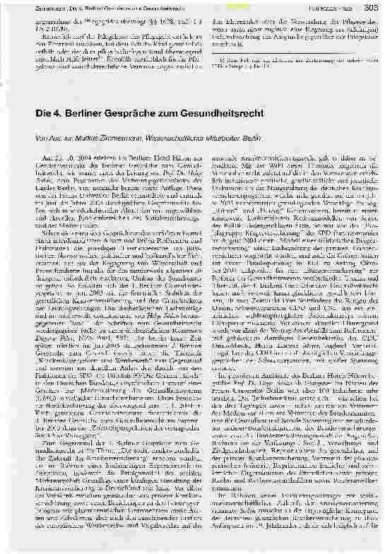 Vorschauseite 1: Die 4. Berliner Gespräche zum Gesundheitsrecht