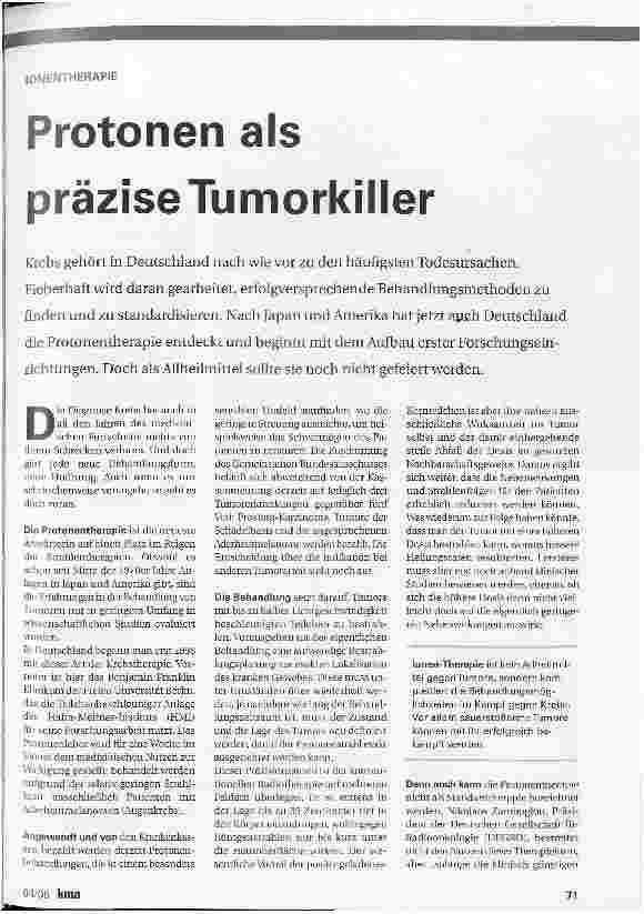 Vorschauseite 2: Protonen als präzise Tumorkiller
